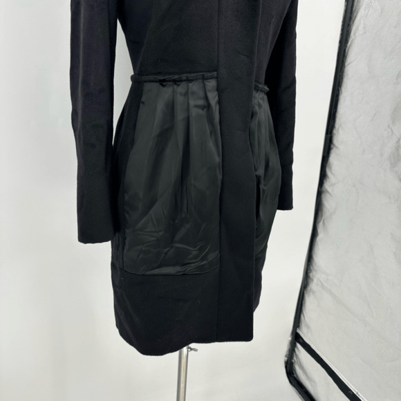 Cinzia Rocca Womens Wool Angora Dress Coat Size S Black Satin Pockets Coquette - Picture 5 of 16